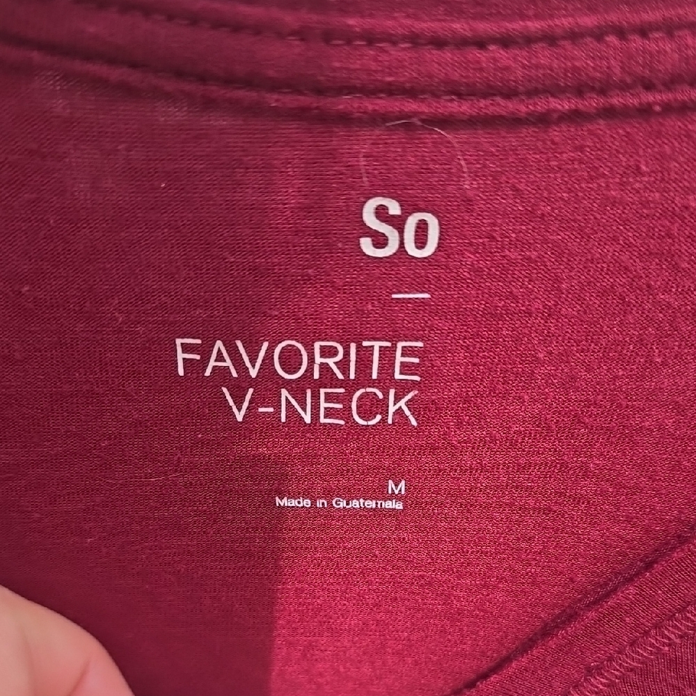 Women's V-Neck Burgundy Top - Picture 2 of 4